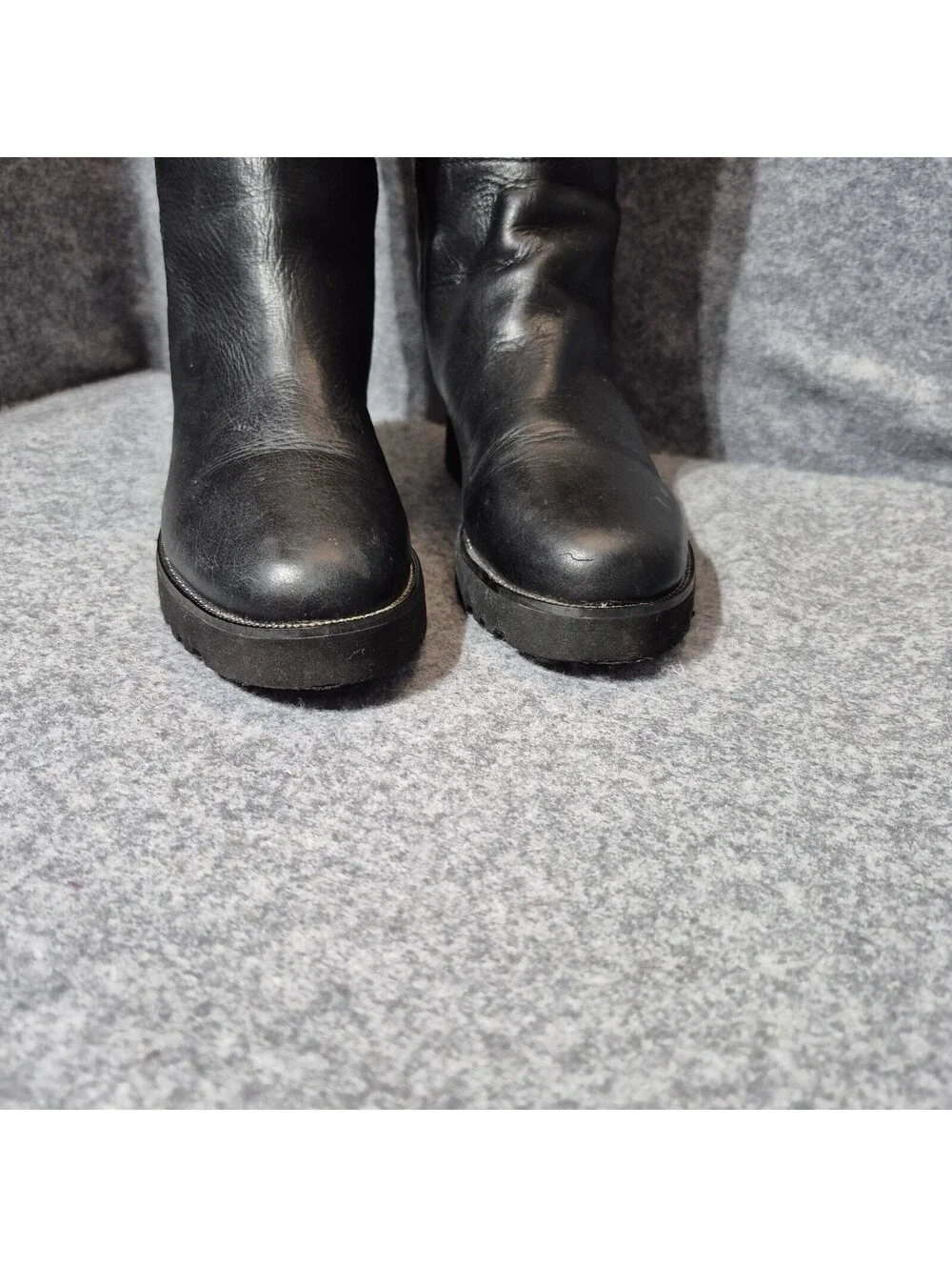 Franco Sarto Cosmina Black Leather Knee-High Zip Riding Boots Womens 6.5M Tall